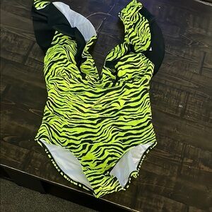 Neon Zebra Print One-Piece Swimsuit